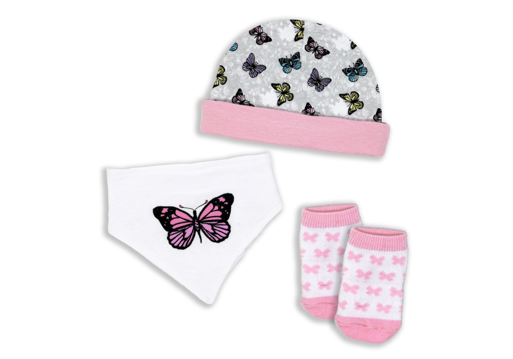 Pink Butterfly 3pc Accessory Set