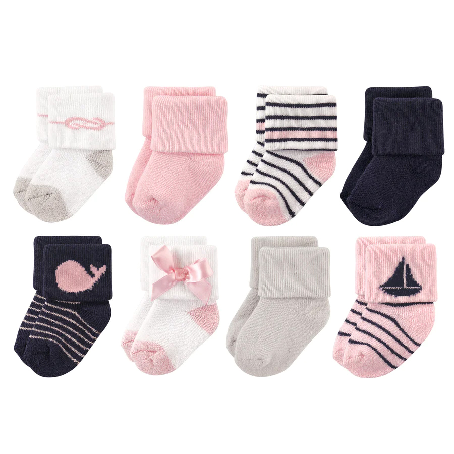 Terry Socks 8pk - Sailboat 0-6