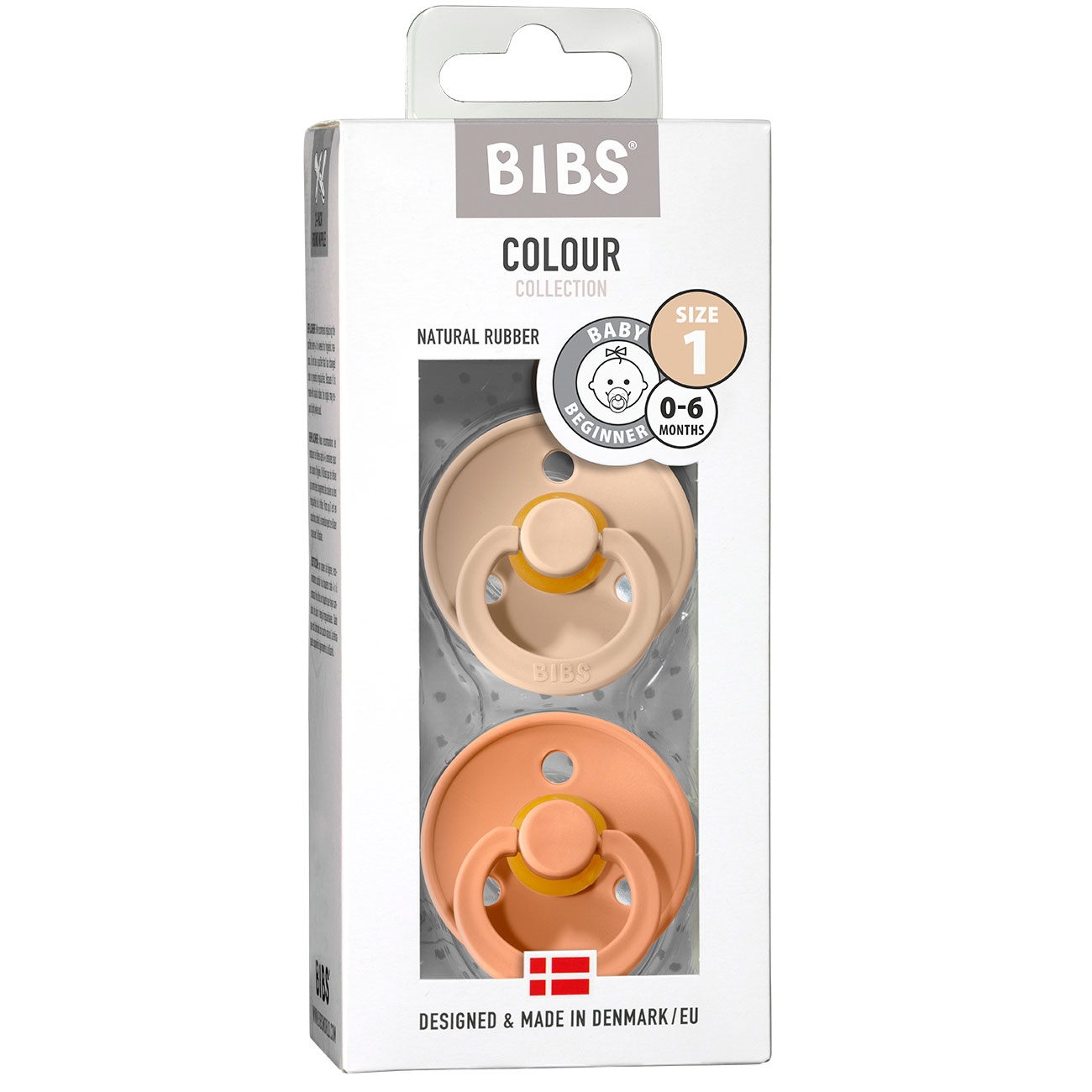 BIBS 2 PK Size 1 VANILLA/PEACH