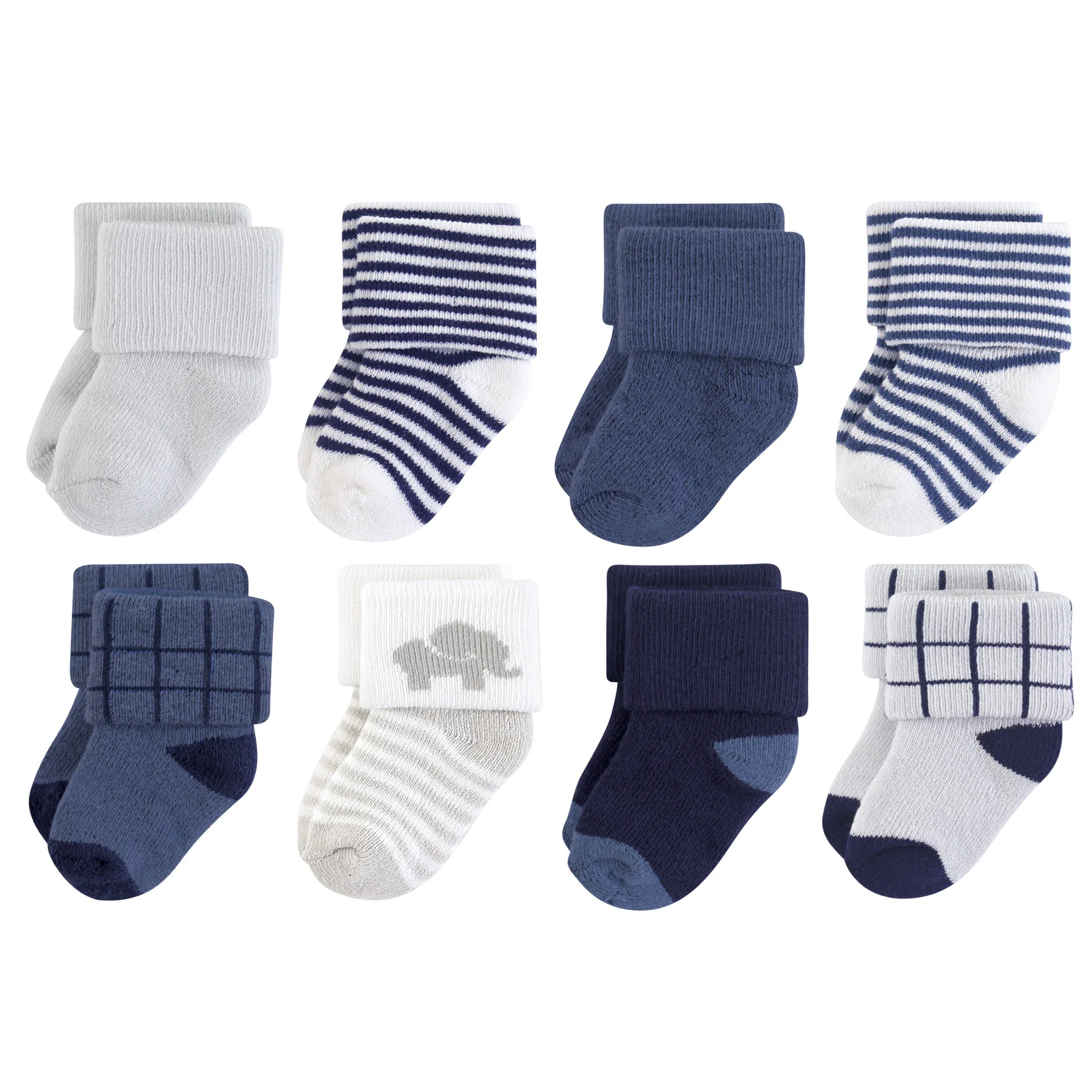 Organic Terry Sock 8pk - Blue