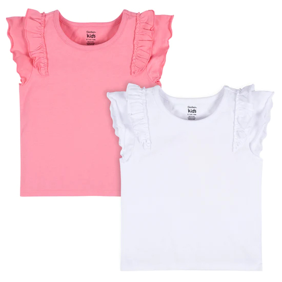 GERBER 2PK TOP WHITE/PINK