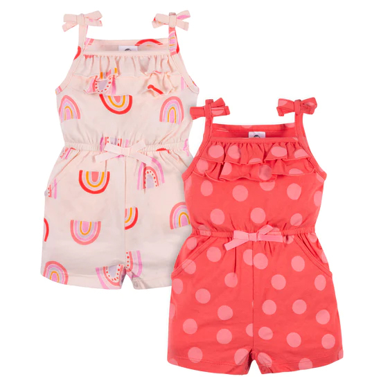 GERBER 2PK ROMPER RAINBOW