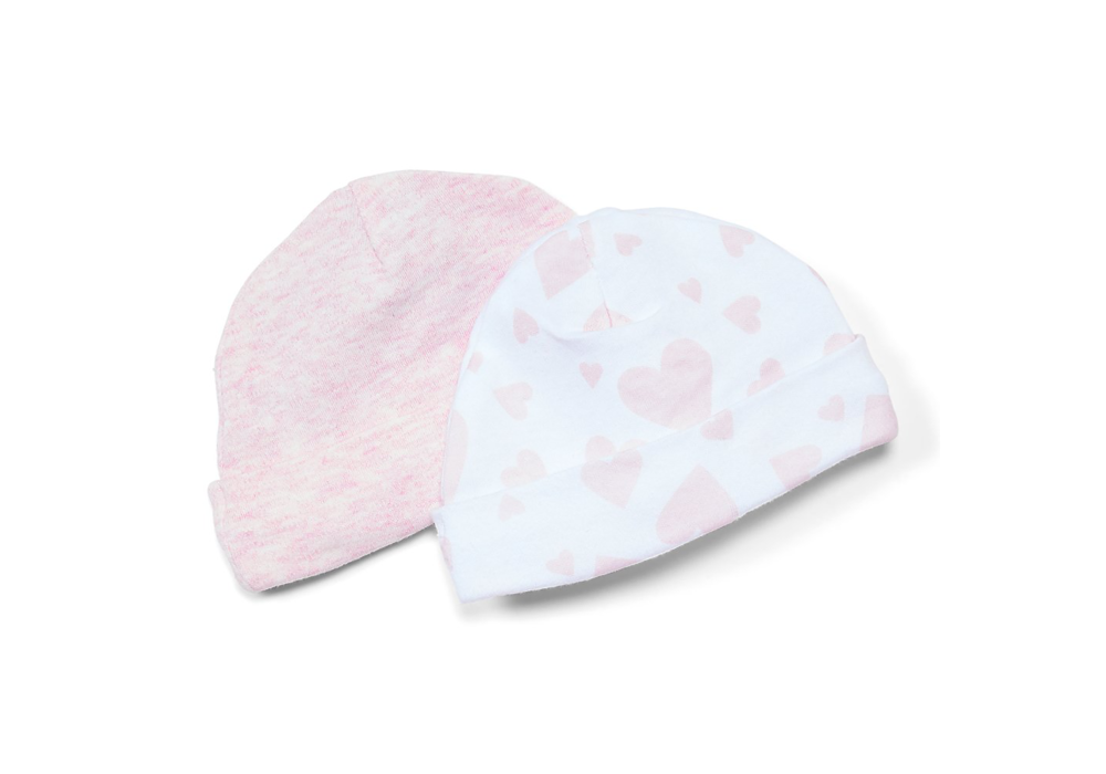 2pk Heather Caps Pink