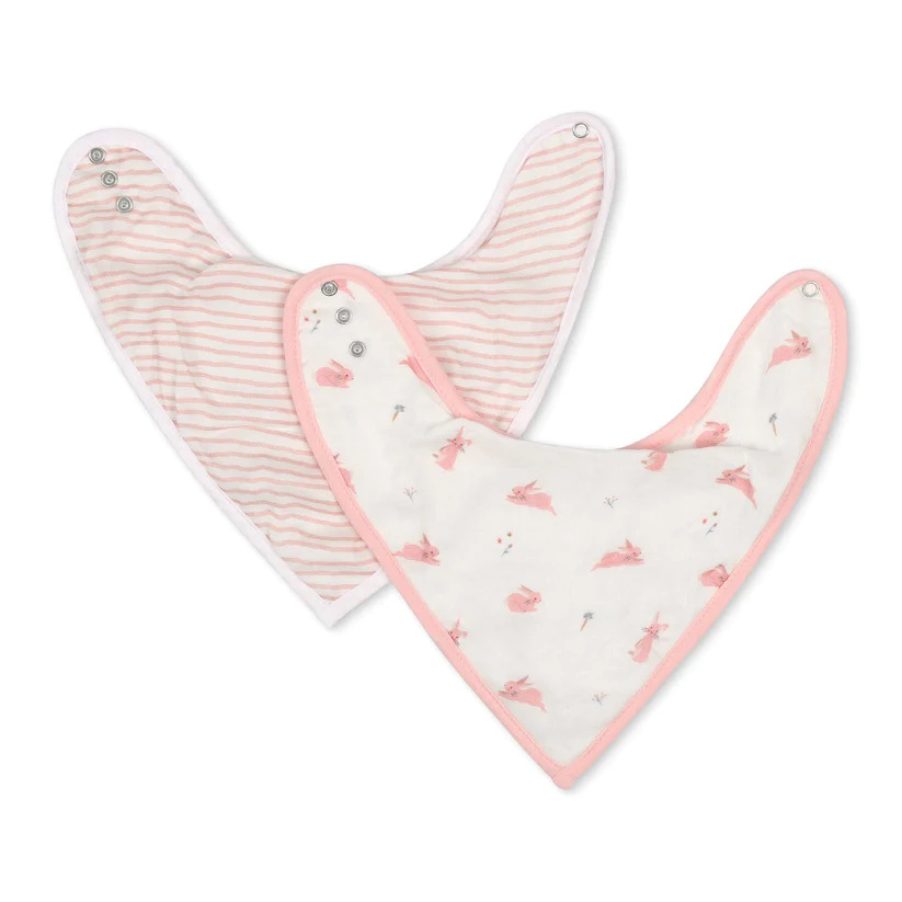 Bunny & Pink Wave Bib Set