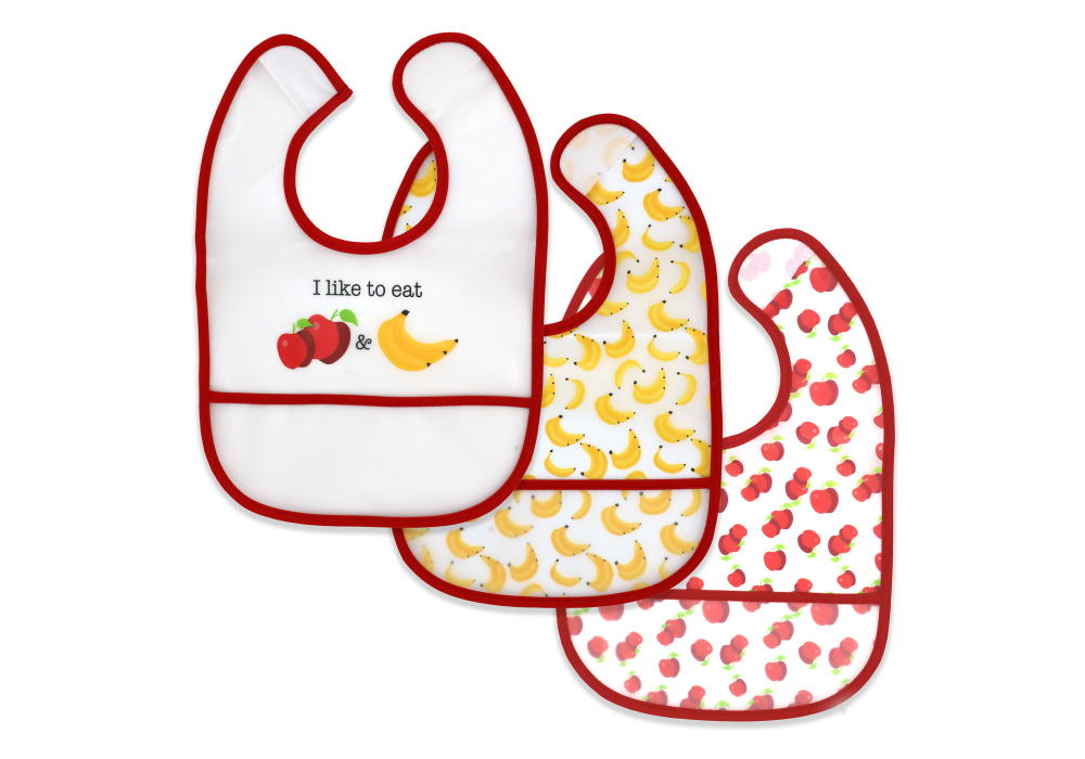 3PK BIBS APPLE/BANANAS
