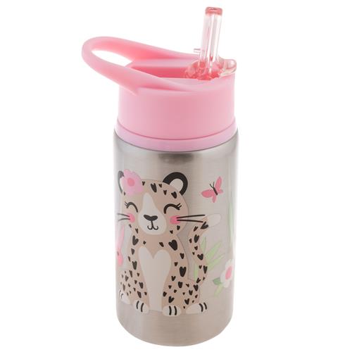 S/STEEL WATER BOTTLE LEOPARD