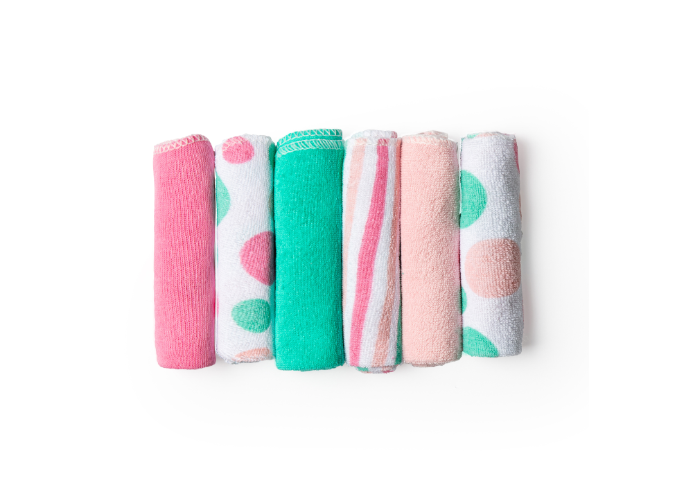 6pk Washcloths Pink