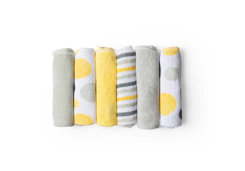6pk Washcloths Grey