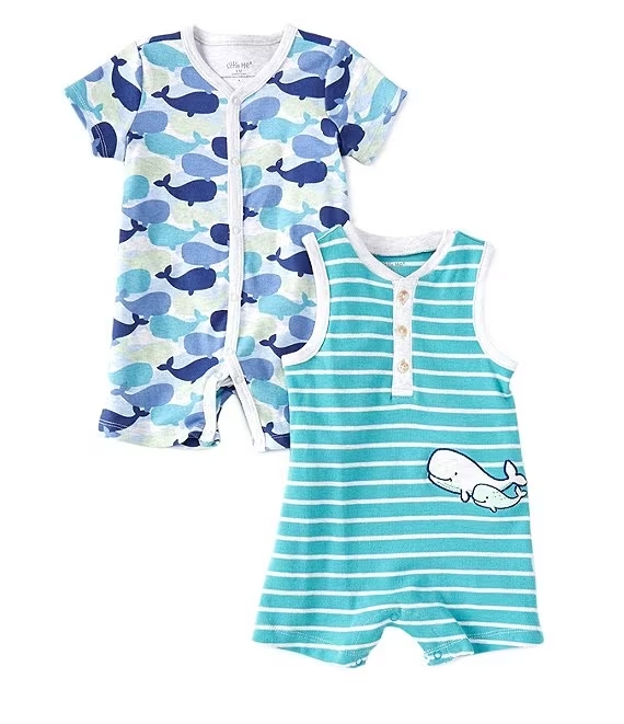 Whales 2pk Rompers
