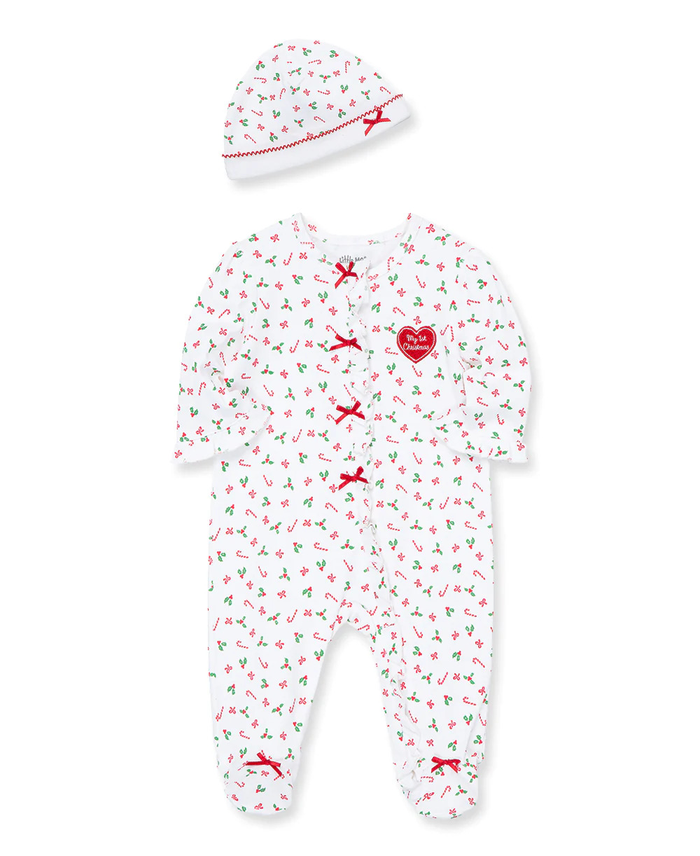 Candy Cane Footie-White