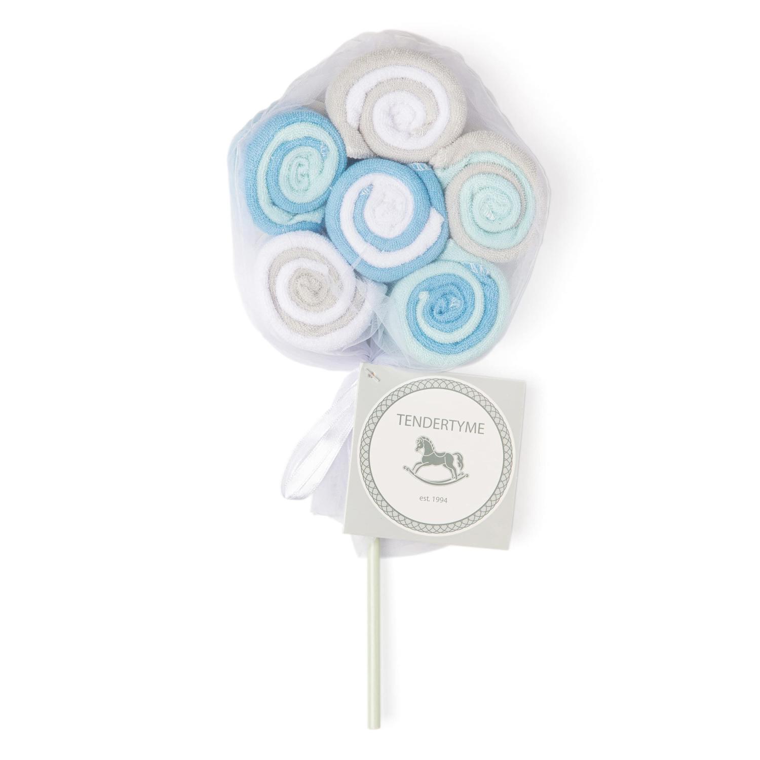 12pk Lollipop Washcloth Blue