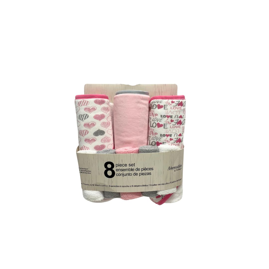 8pc Hooded Towel Set Made Love
