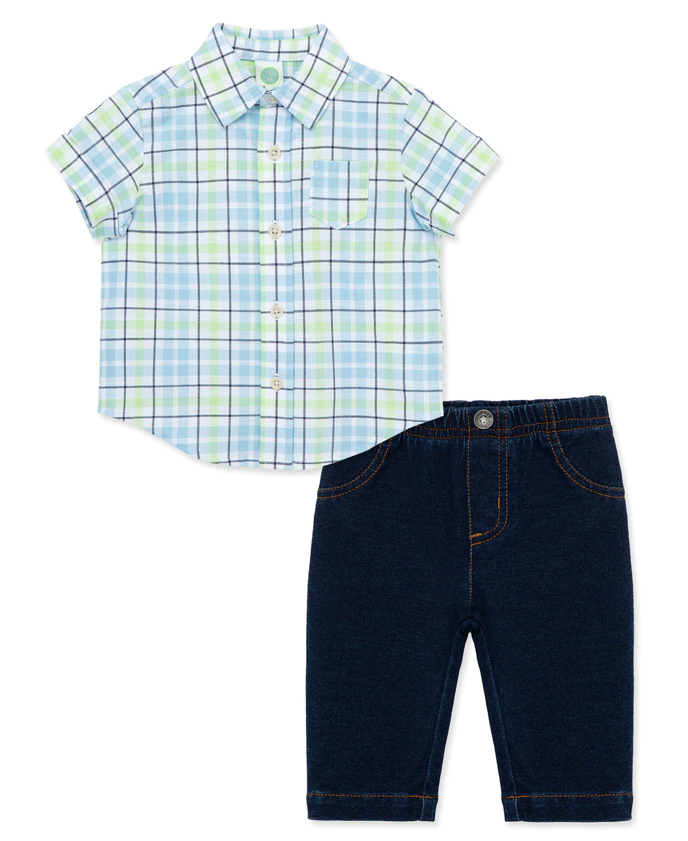 Plaid Pant Set Tan