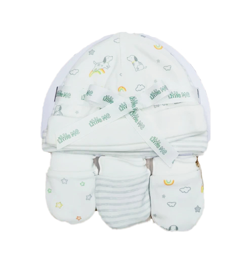 Puppies 6pc Hat-Mitt White