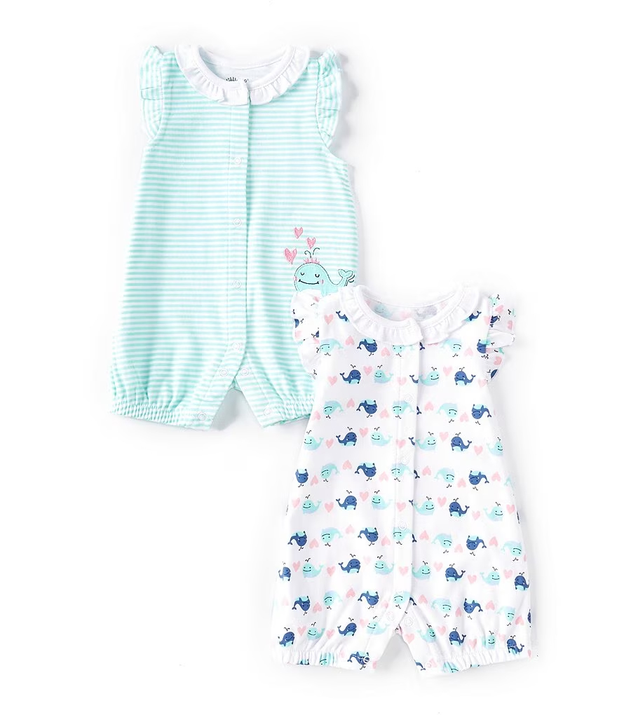 Whales 2pk Rompers