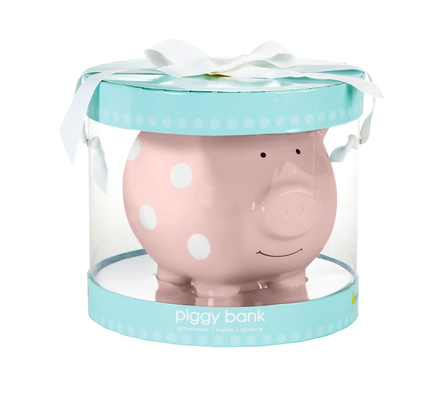 Piggy Bank Pink Polka