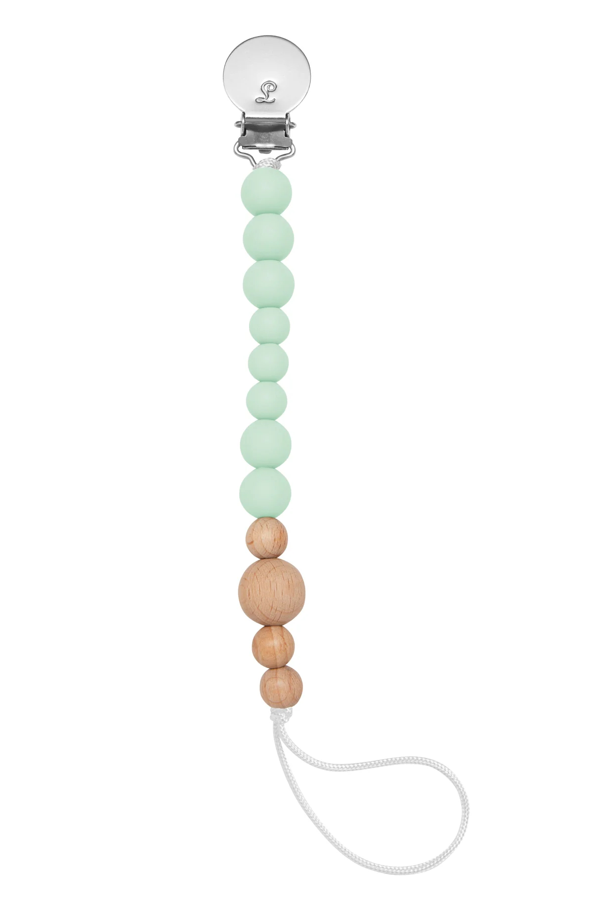 SILICONE/WOOD PACIFIER CLIP MINT