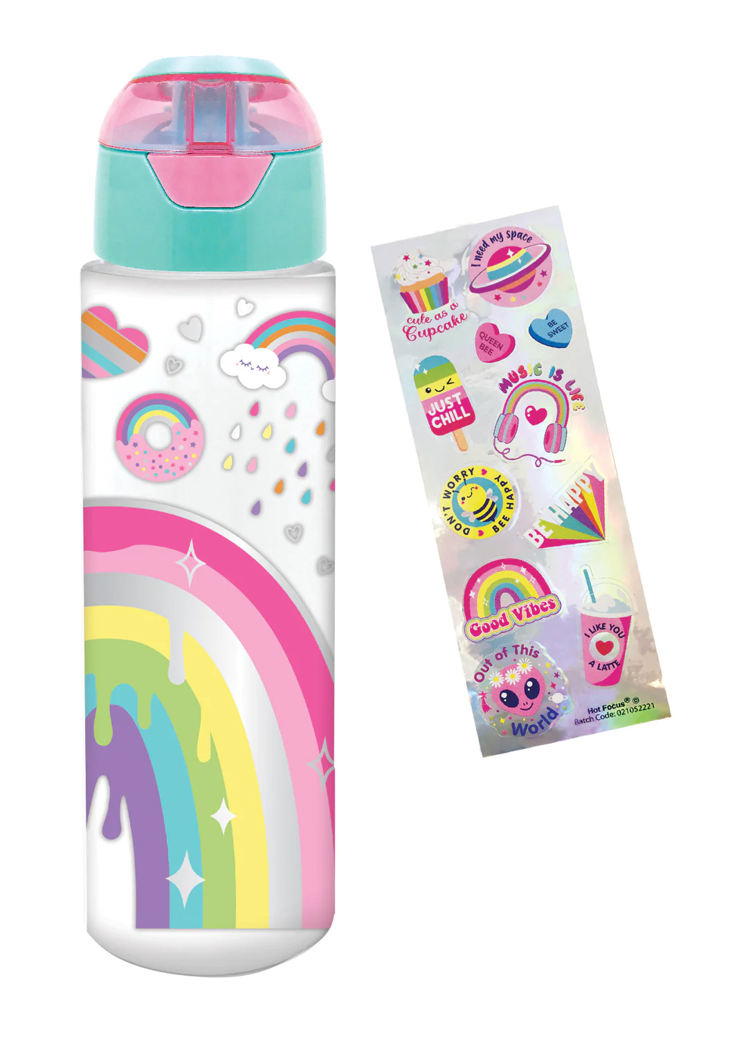 H2O Bottle with Sticker,Rainbow