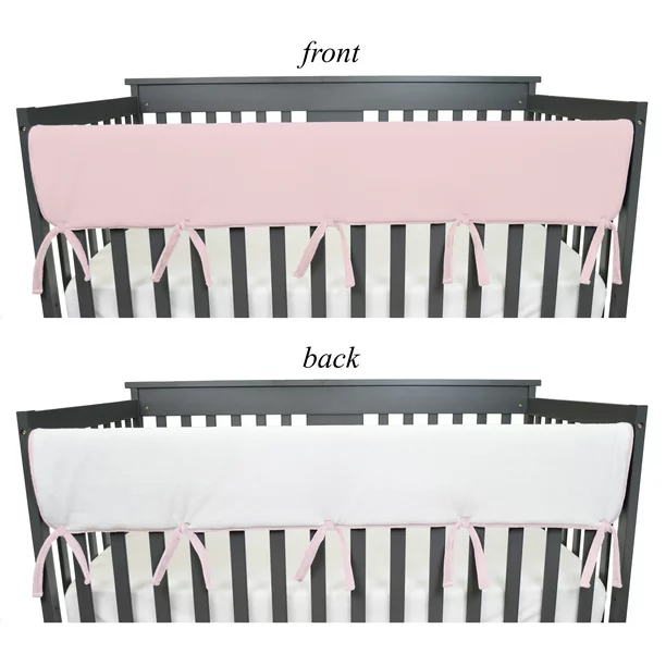 HS CRIB RAIL COVER WIDE PINK/WHT