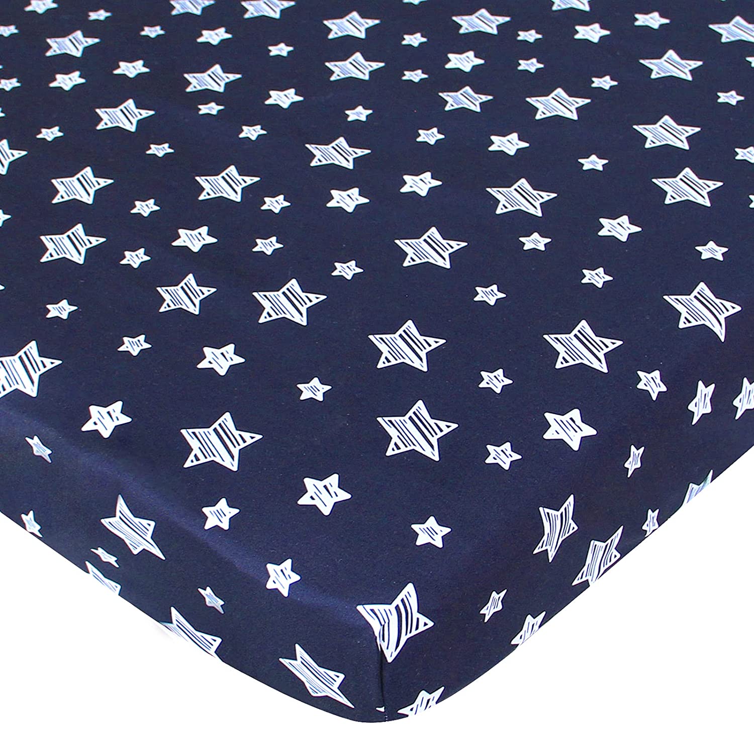 Porta Crib Sheet-BLUE STARS