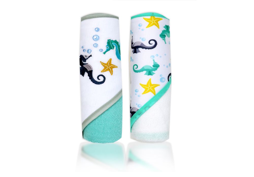 Aqua Seahorse 2pk Hooded Towel