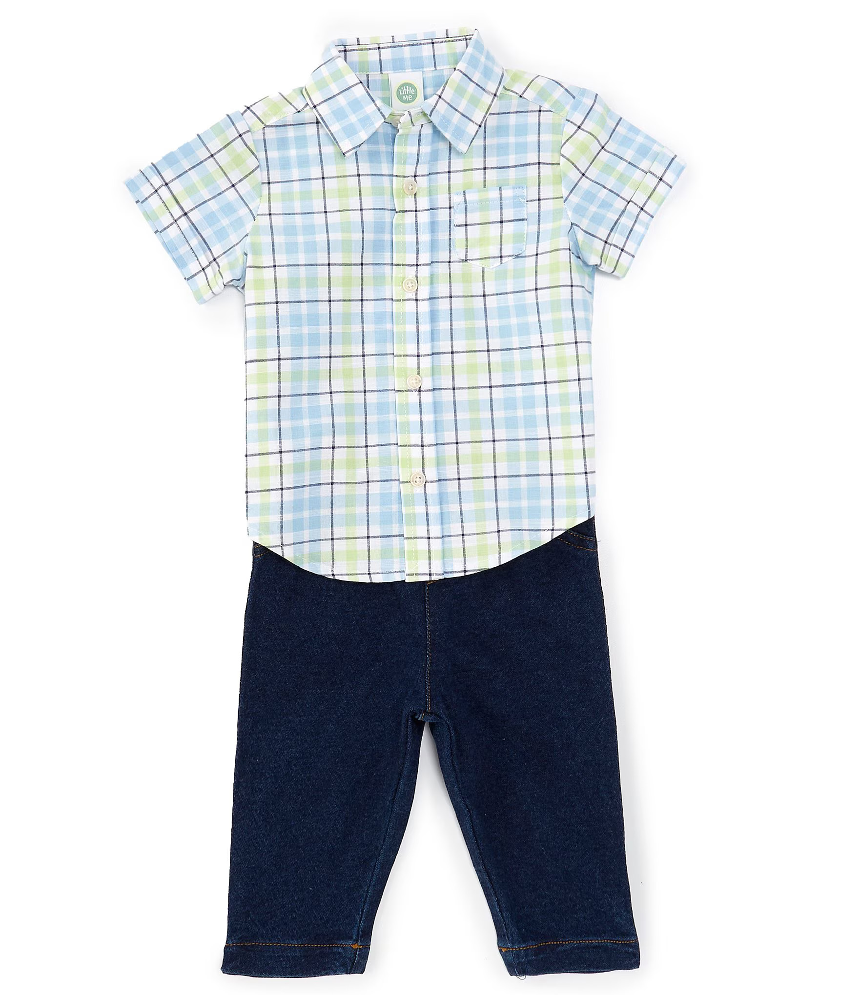Plaid Pant set-Blue