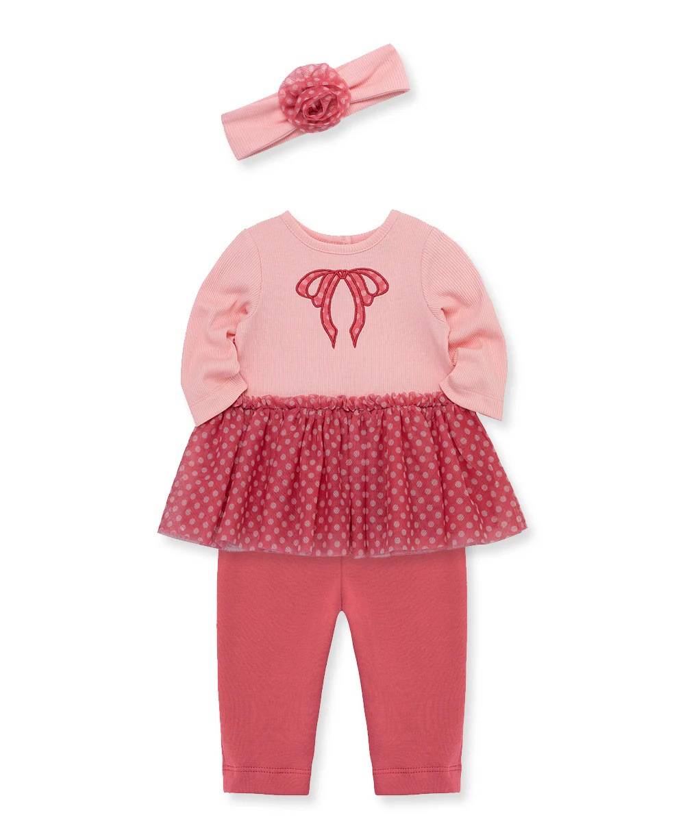 Dot Bow Tutu set-Pink