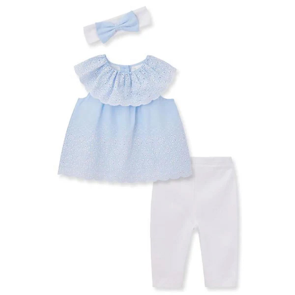 Chambray Eyelet set-White/Blue