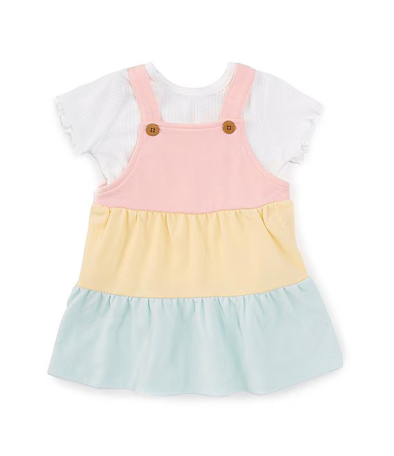 Colorblock Knit Jumper Set-Pink