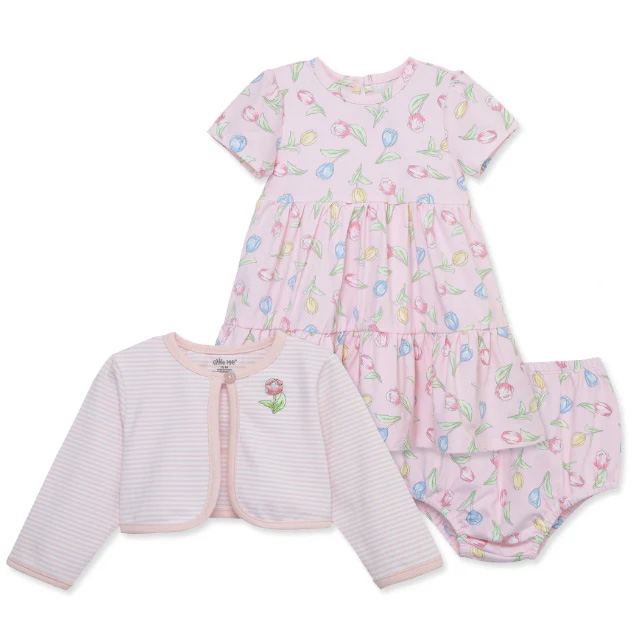 Tulip Knit Dress Set-Pink