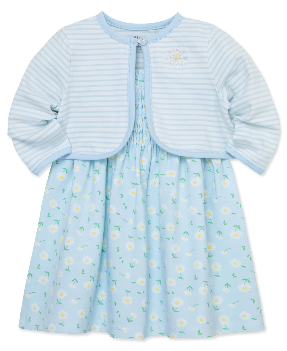 Daisy Knit Dress Set-Blue