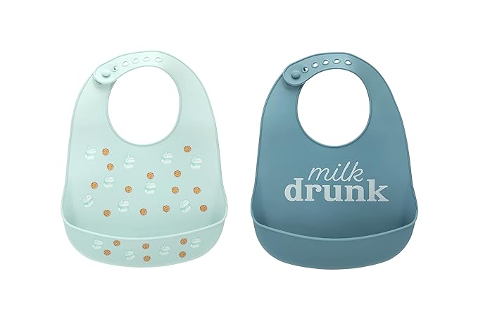 Silicone Bib 2PK, Milk Drunk