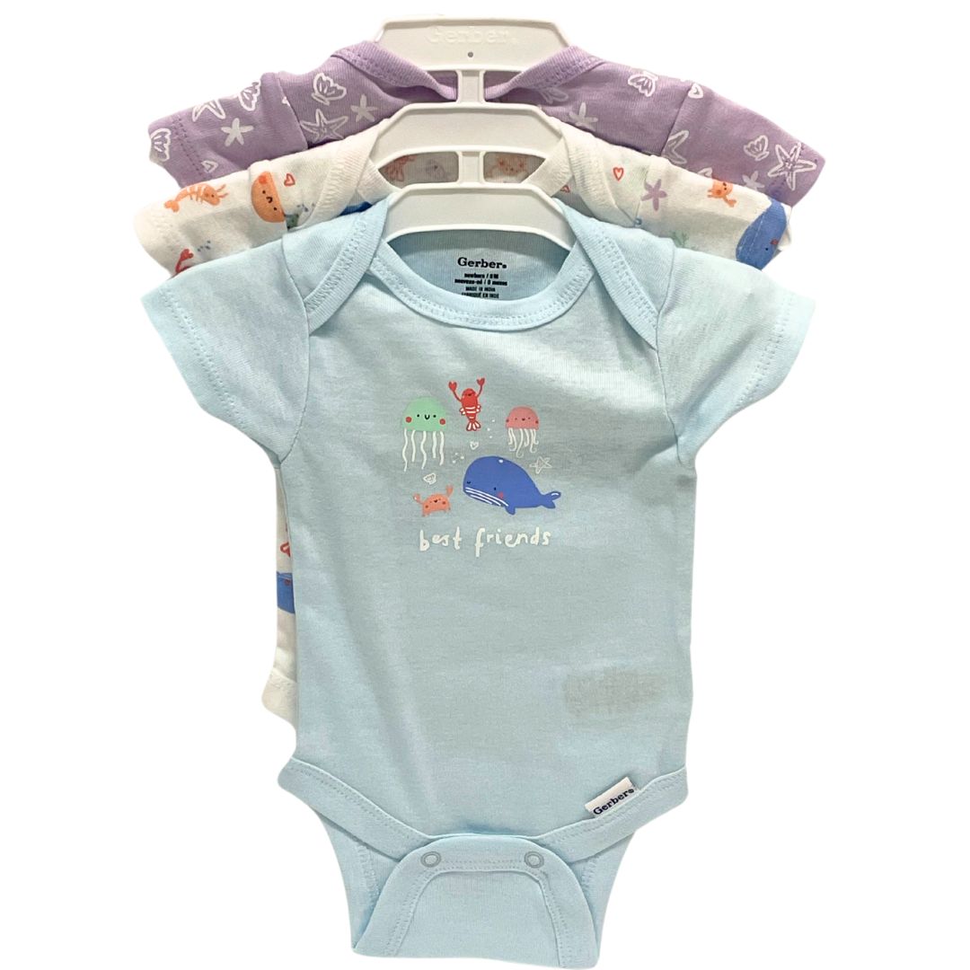 GB 3PK SHORT SLV ONESIES