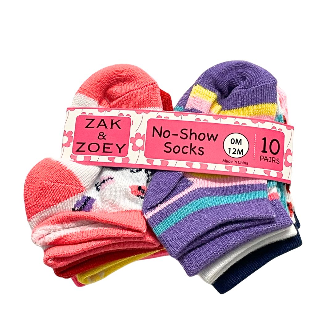10pk Girls Socks 0-12M