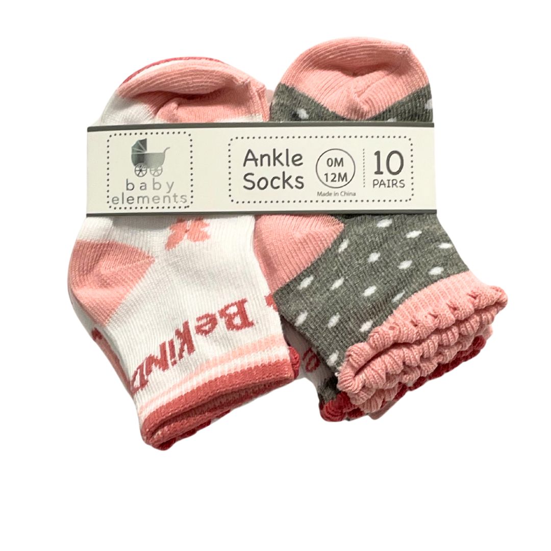 10pk Girls Socks 0-12M
