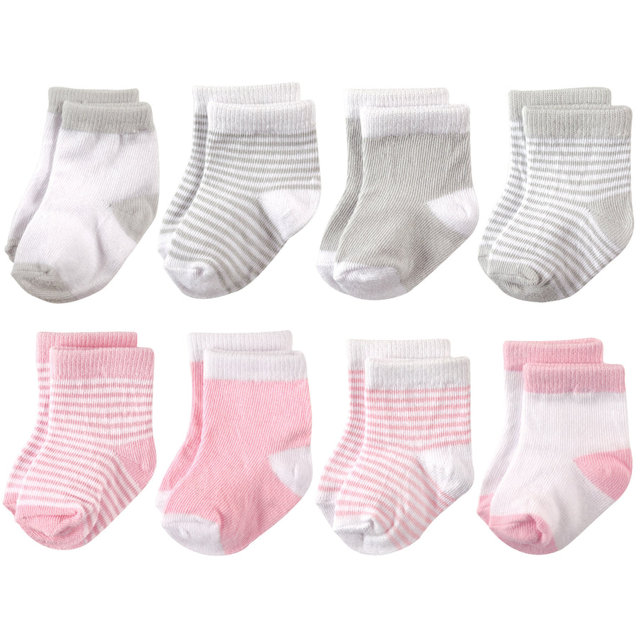 Basic Crew Sock 8pk Lt Pink