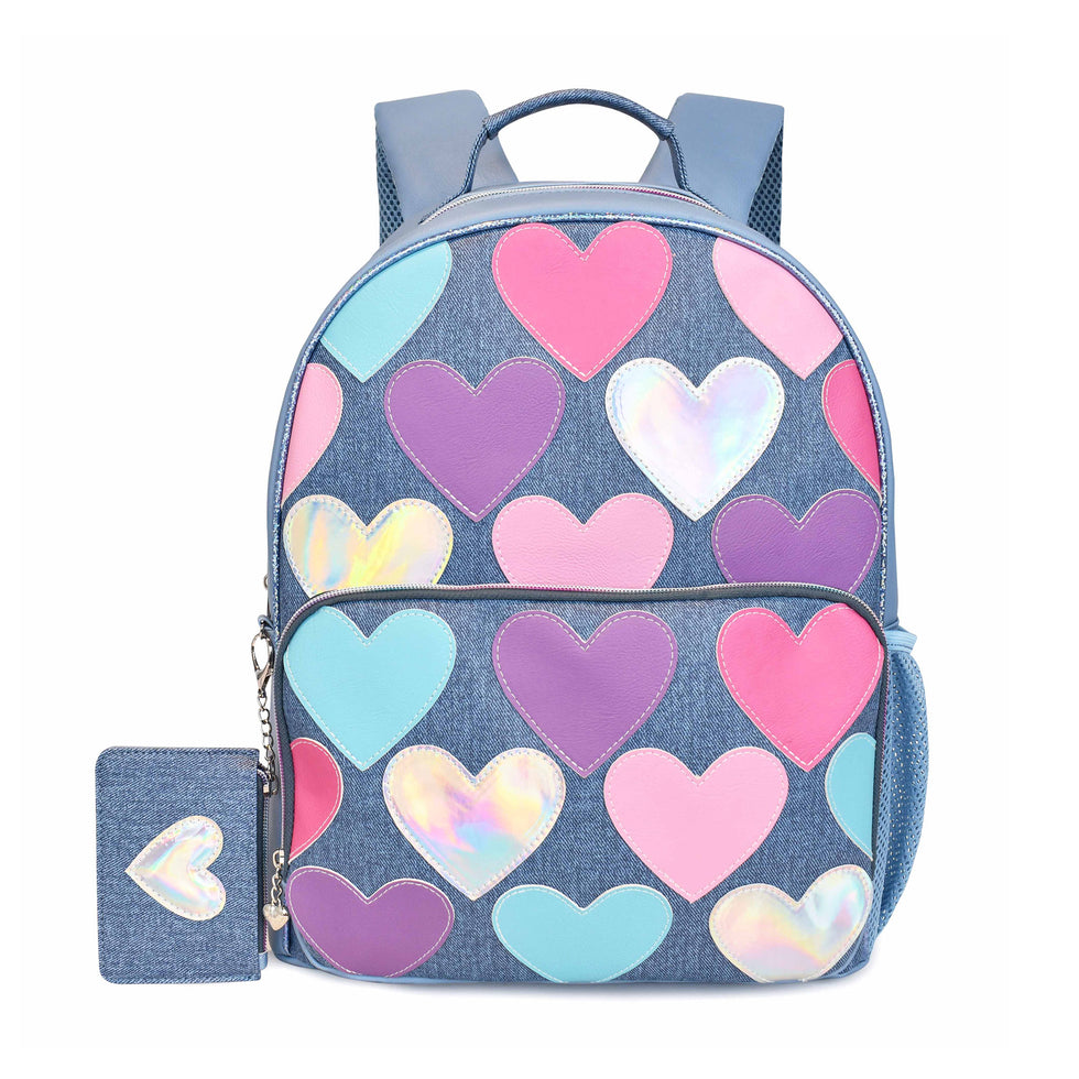 Heart Denim Backpack