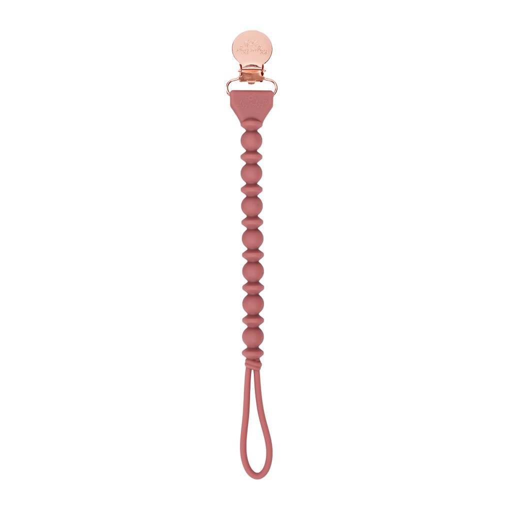 Beaded Pacifier Strap Rosewood