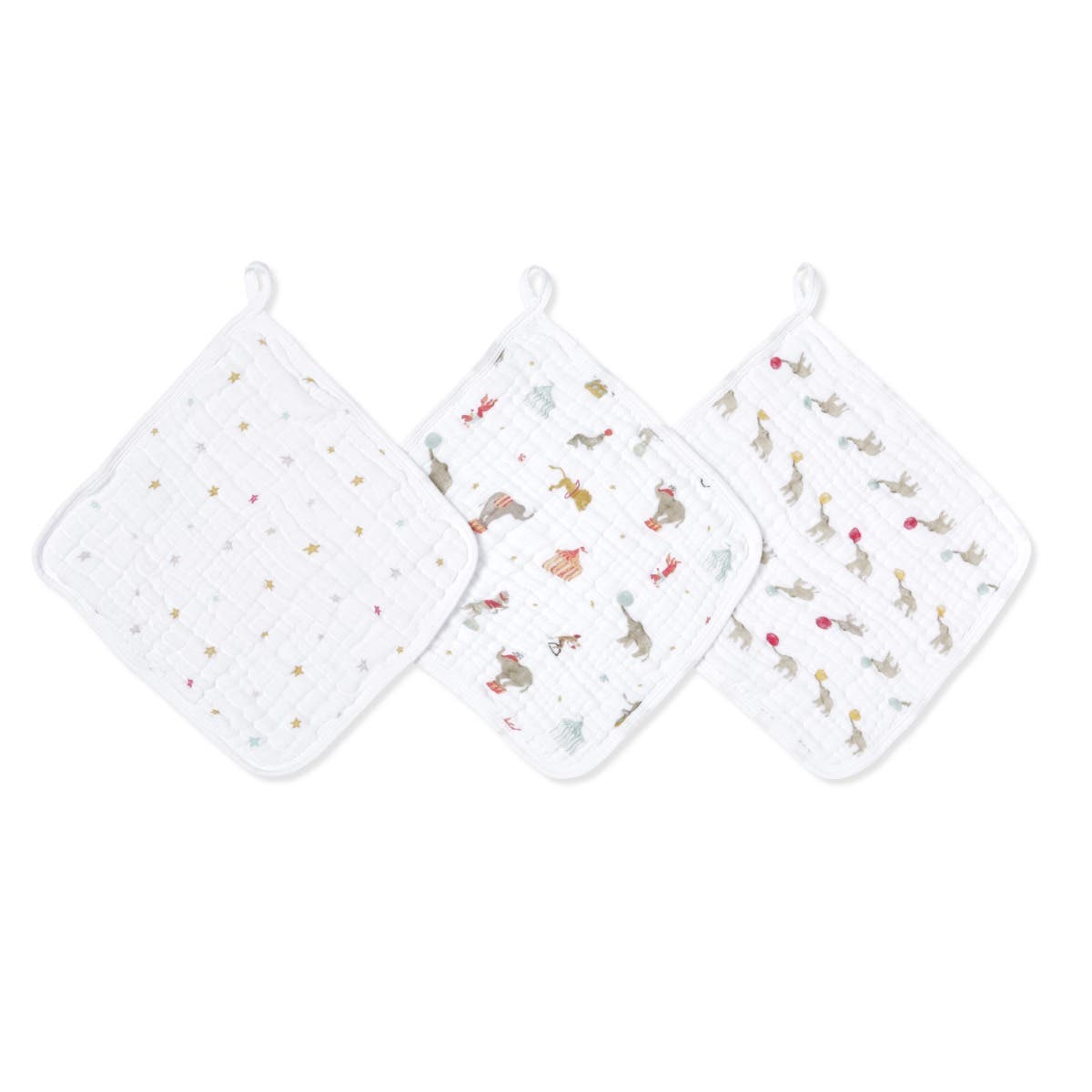 ELEPHANT CIRCUS 3PK WASHCLOTHS