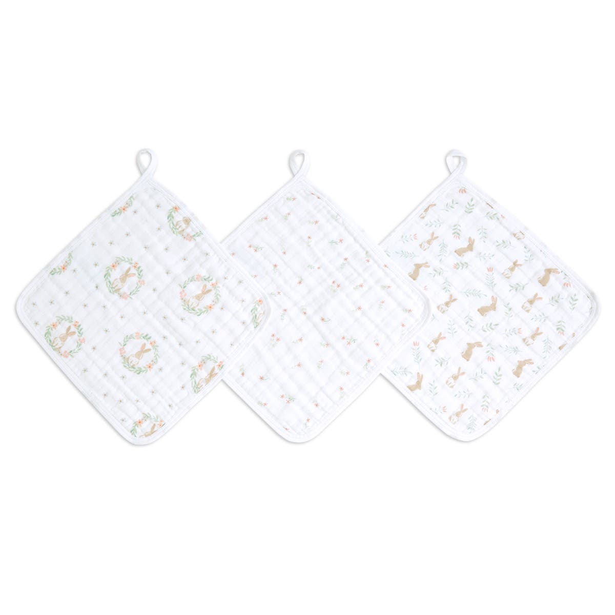 BLUSHING BUNNIES 3PK WASHCLOTHS