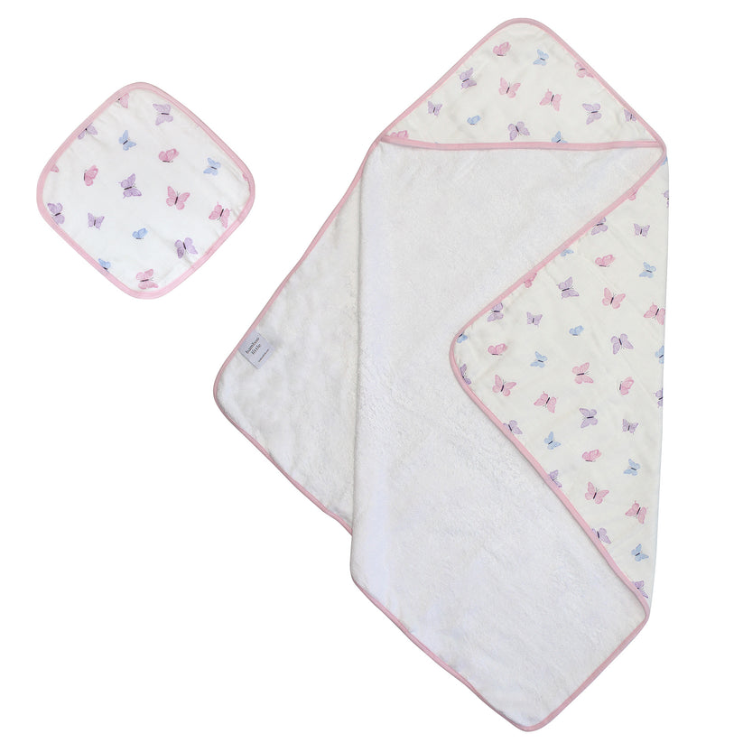 BUTTERFLY HOODED TOWEL SET