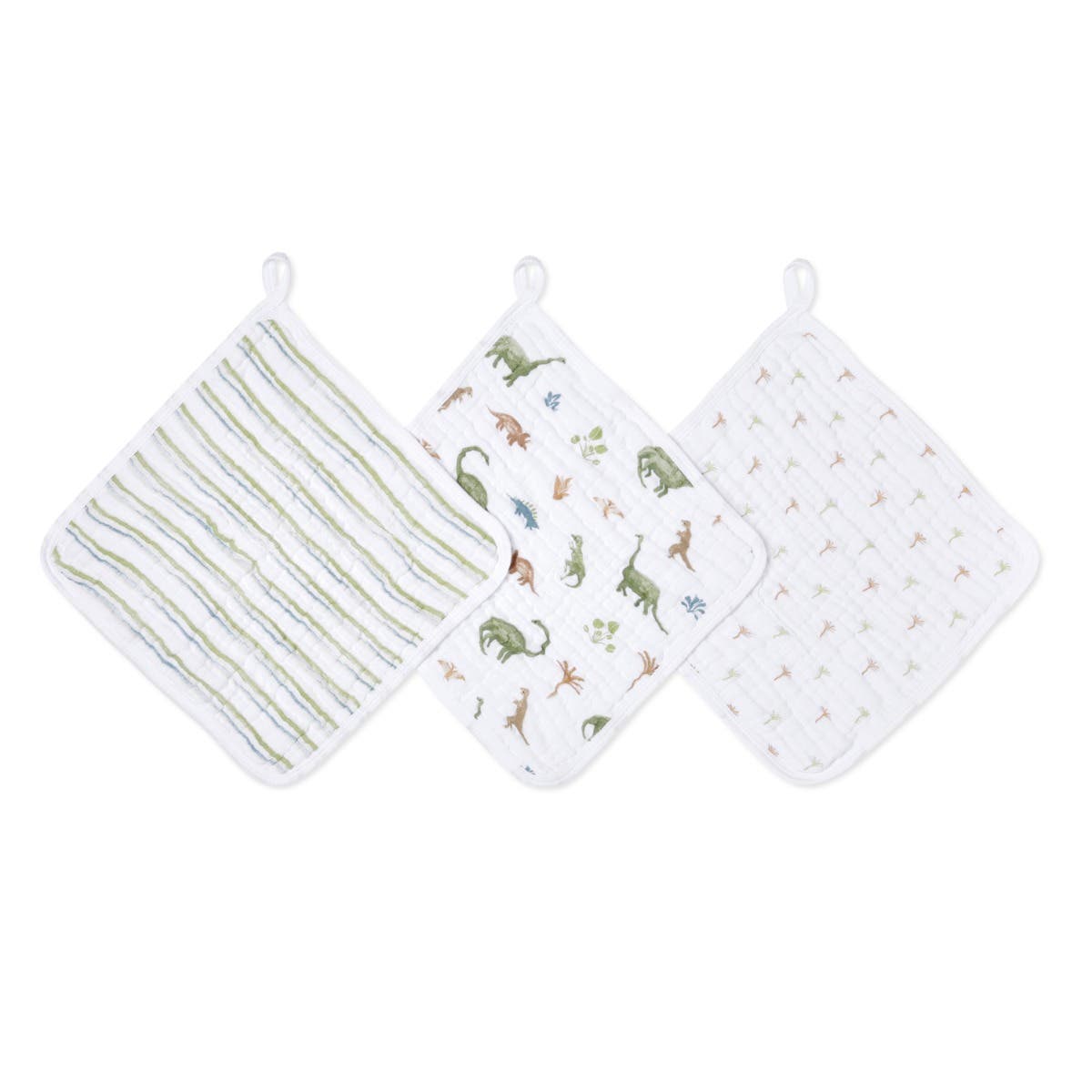 DINO JUNGLE 3PK WASHCLOTHS
