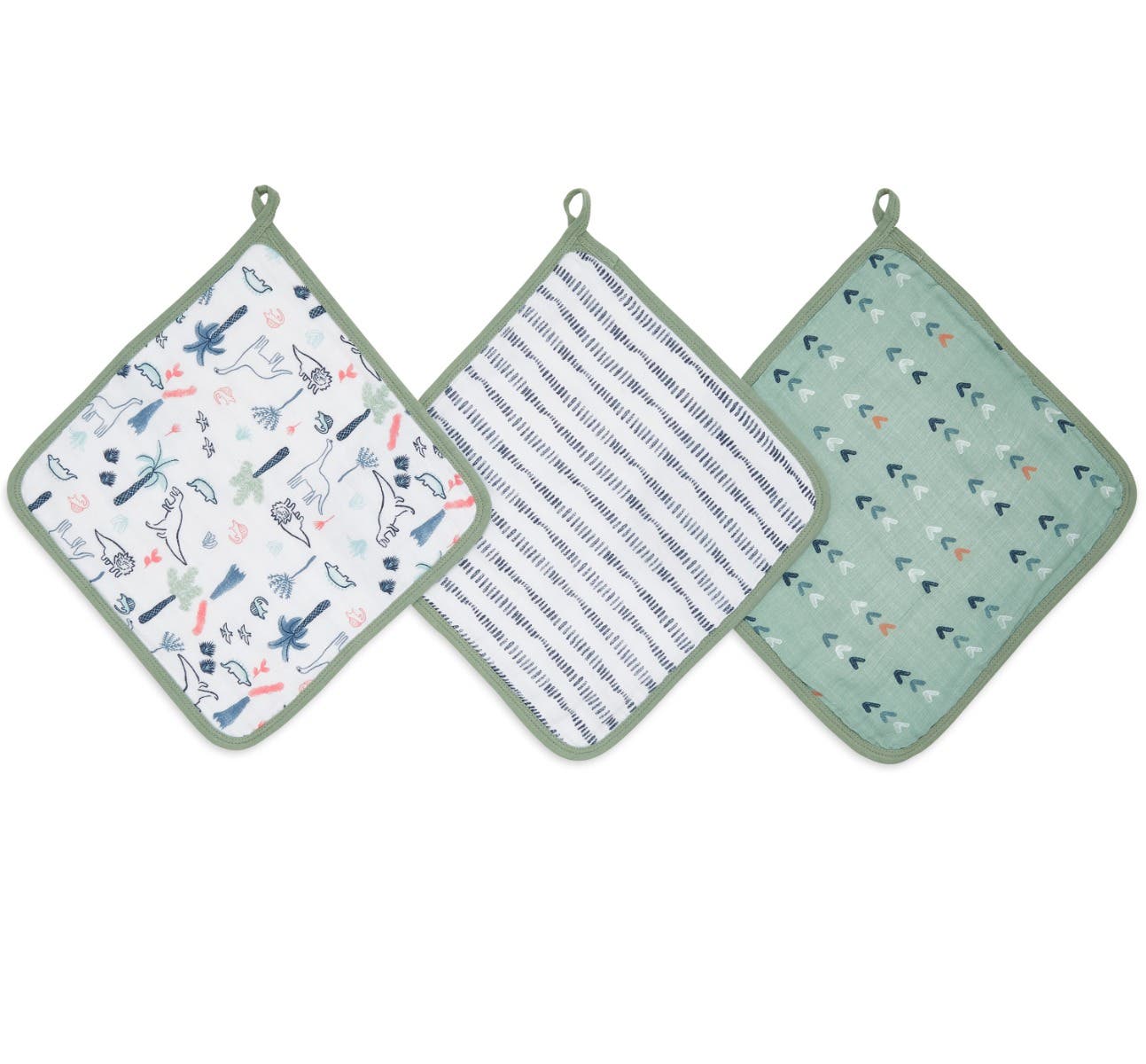 DINOTIME 3PK WASHCLOTHS