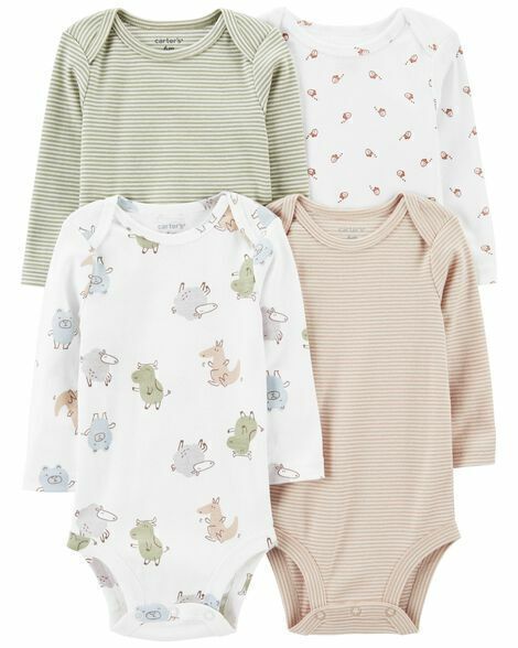 CARTERS 4PK L/S ONESIES