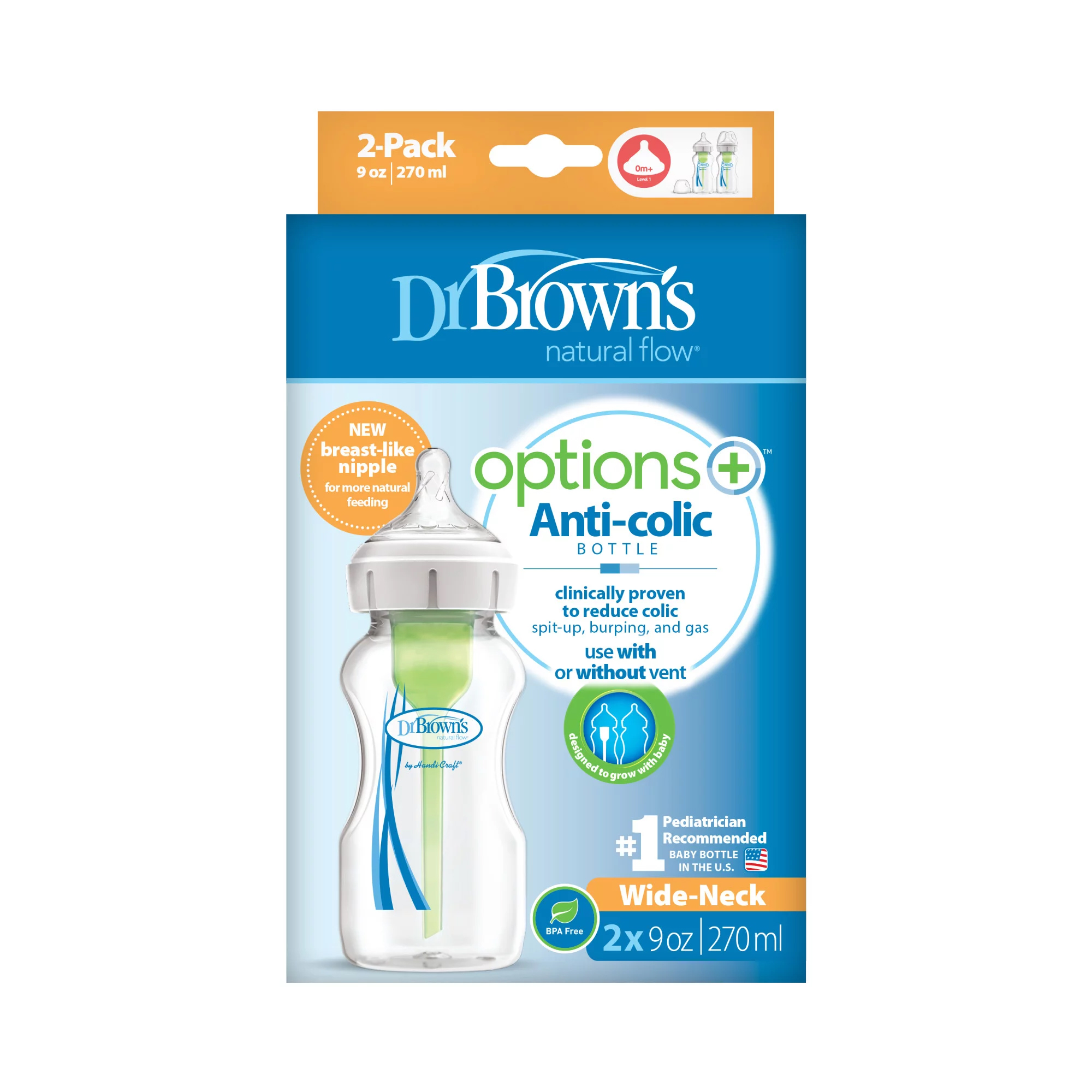 Dr Browns Options+ 9oz 2pk Wid
