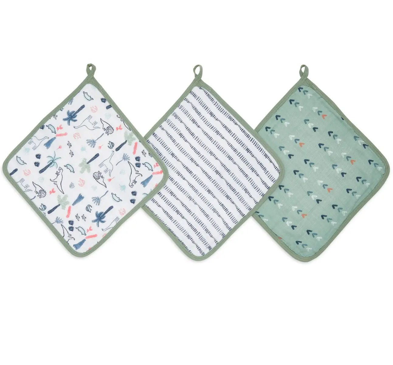 DINOTIME 3PK WASHCLOTHS