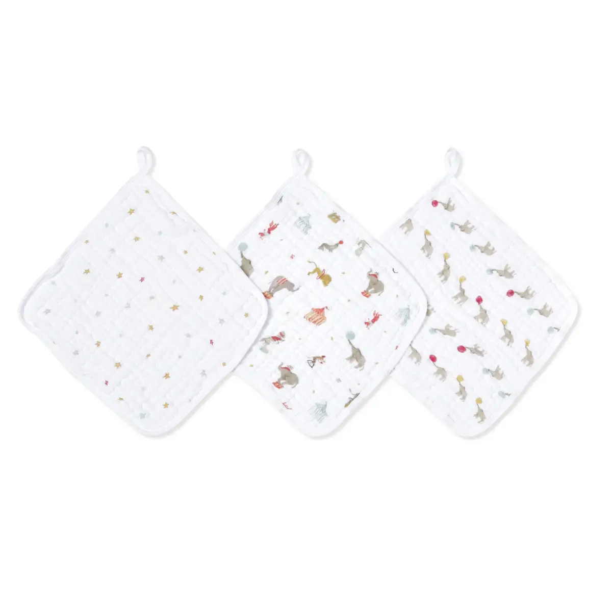 ELEPHANT CIRCUS 3PK WASHCLOTHS