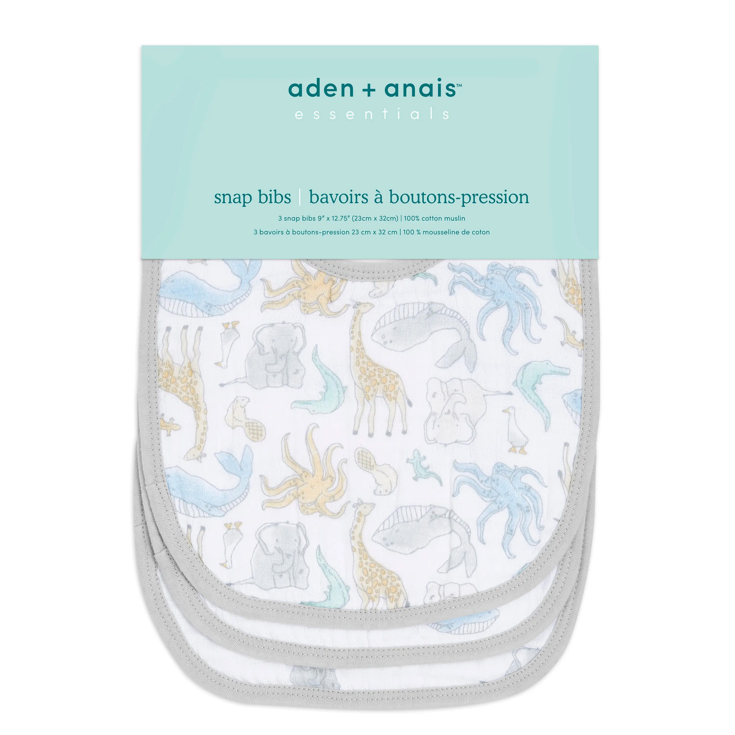 NATURAL HISTORY 3PK SNAP BIBS