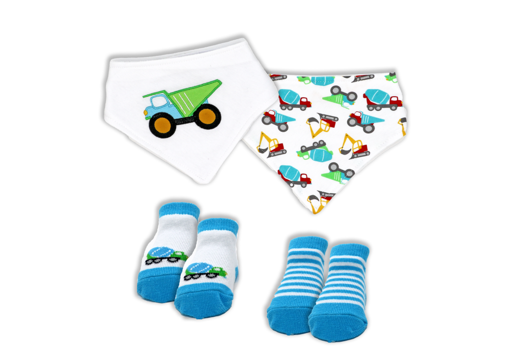 Green Truck 4pc Bib Sock Set