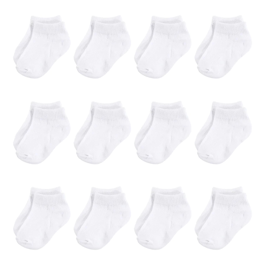 Organic No Show Sock 12pk - Wh